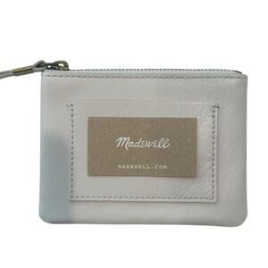 Madewell White Leather Zipper Card Holder Wallet